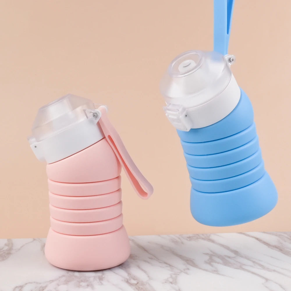 Silicone Retractable Bottle Non-toxic Sporting Trendy Collapsible Water Bottle