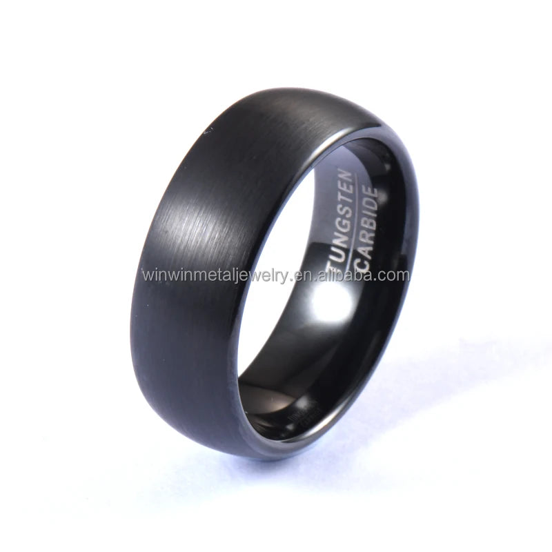 Wholesale 8mm Classic Black Plated Tungsten Rings Men Invisible Setting Trendy Wedding Party Jewelry Engagement Anniversary
