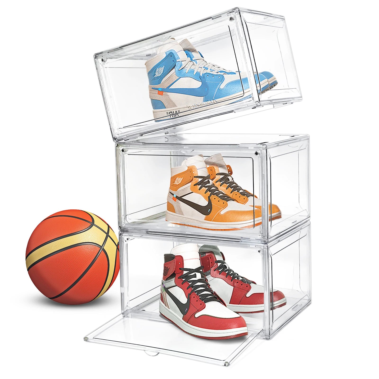DAYOOH Drop Shipping  Hot Pack Set Stackable Shoe Storage Box Crates Plastic Clear Sneaker Box for Shoes Display Shoe Case