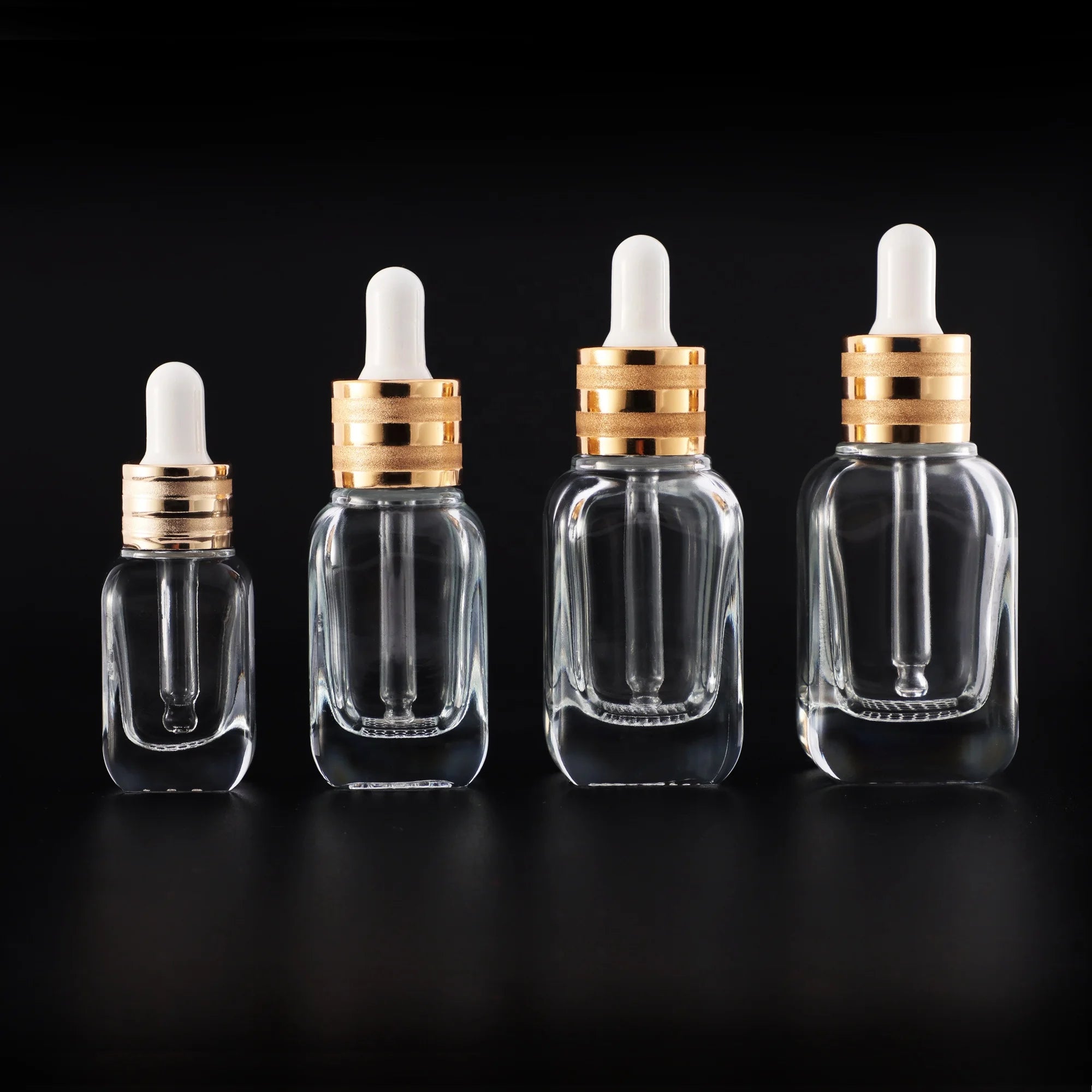 Luxury Square Glass Dropper Bottle with Thick Bottom 10ml 20ml 30ml 40ml for Essential Oils Perfumes Eye Drops Nail Polish