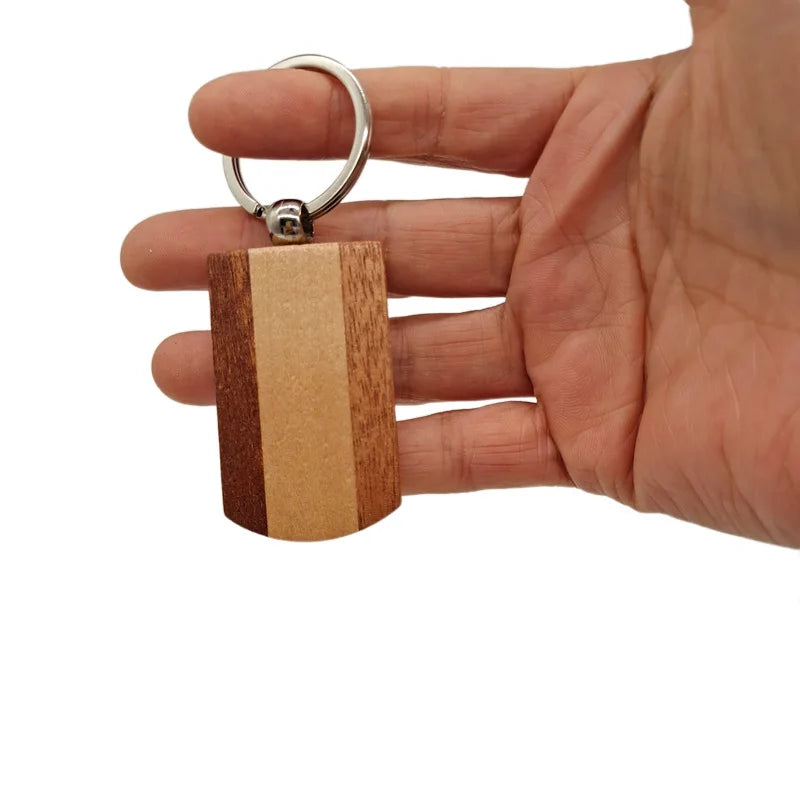 Customized Beech Wood Light Key Chain 7mm Thick Promotion Gift