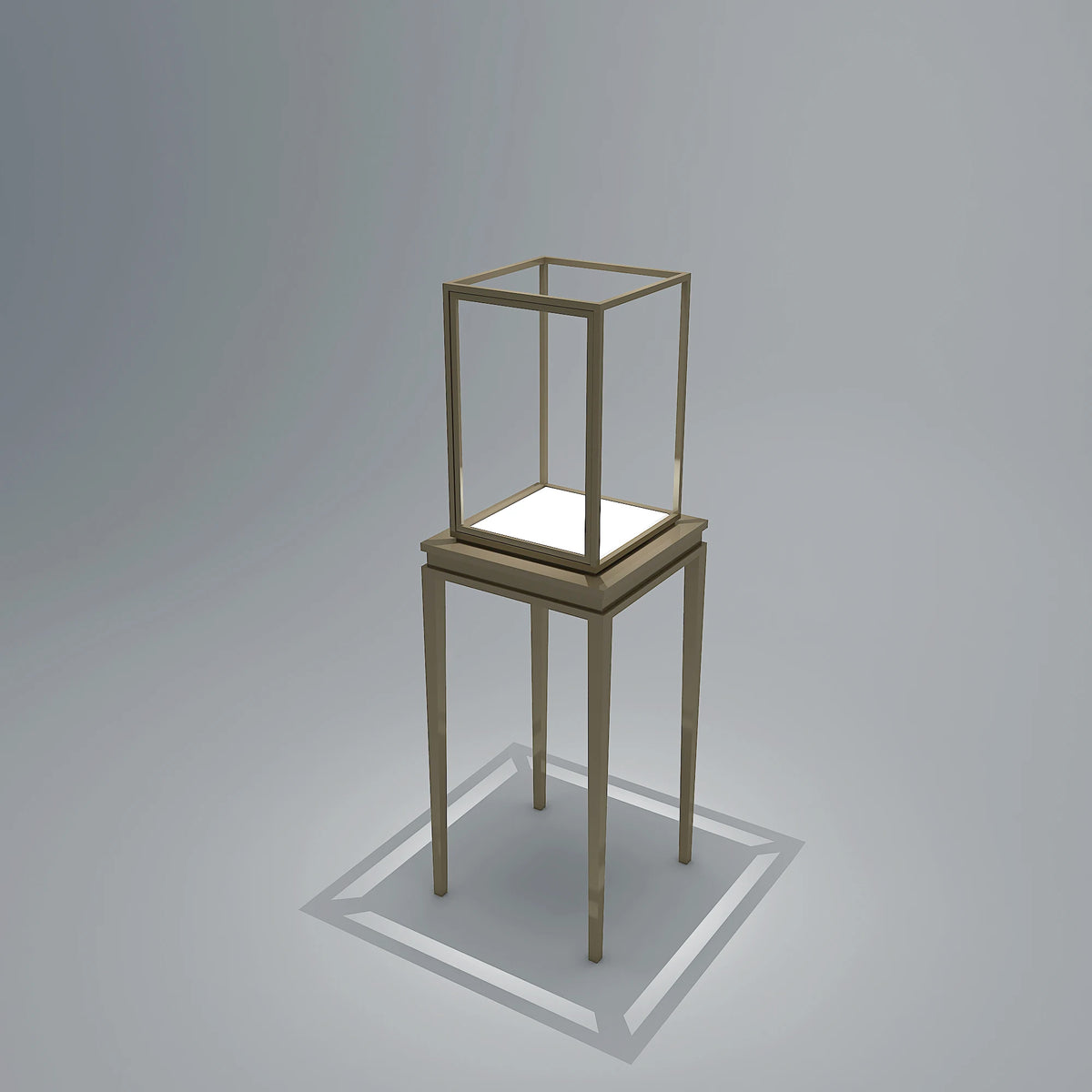 Wholesale Stainless Steel Frame Glass Kiosk Display Cabinet Luxury Custom Jewelry Showcase MegaBDM