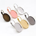 10pcs/lot 13x18mm 18x25mm French Lever Back Oval Earrings Cabochon Blank Base Bezel Trays DIY Earrings Jewelry Making Findings