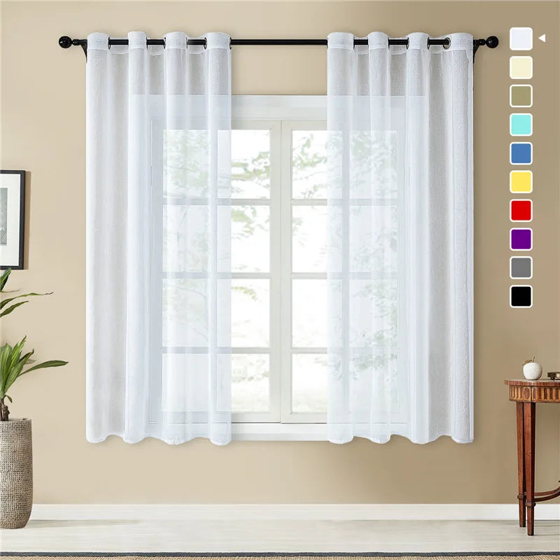 New Material White Color Plain Linen Sheer Curtain Fabric Solid Sheer Curtain Sheer Curtain for Living Room
