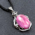 HZ Pink Jade Women Fashion 925 Sterling Silver Handmade Silver Pendant Necklace Suppliers Jewelry