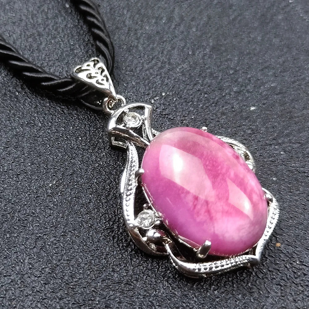 HZ Pink Jade Women Fashion 925 Sterling Silver Handmade Silver Pendant Necklace Suppliers Jewelry