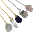 Delicate Raw Stone Jewelry Crystals Rose Quartz Amethyst Clear Quartz Pendant Raw Crystal Necklace