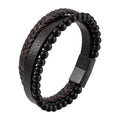 Leather Bracelet Natural Stone Matt Onyx Multilayers Bracelet Stainless Magnetic Woven Leather Texture Punk Wrapped