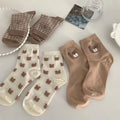 Brown Bear Socks Women's Mid-calf Socks Japanese Cute Fresh Versatile Student Socks