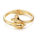 Gold Plated Dolphin Open Bangle Bracelet Fashion Cuff Jewelry