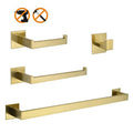 304 Stainless Steel 4-Piece Gold Bathroom Hardware Set Includes Towel Bar Paper Holder Robe Hooks Wall-Mounted for Home Bath