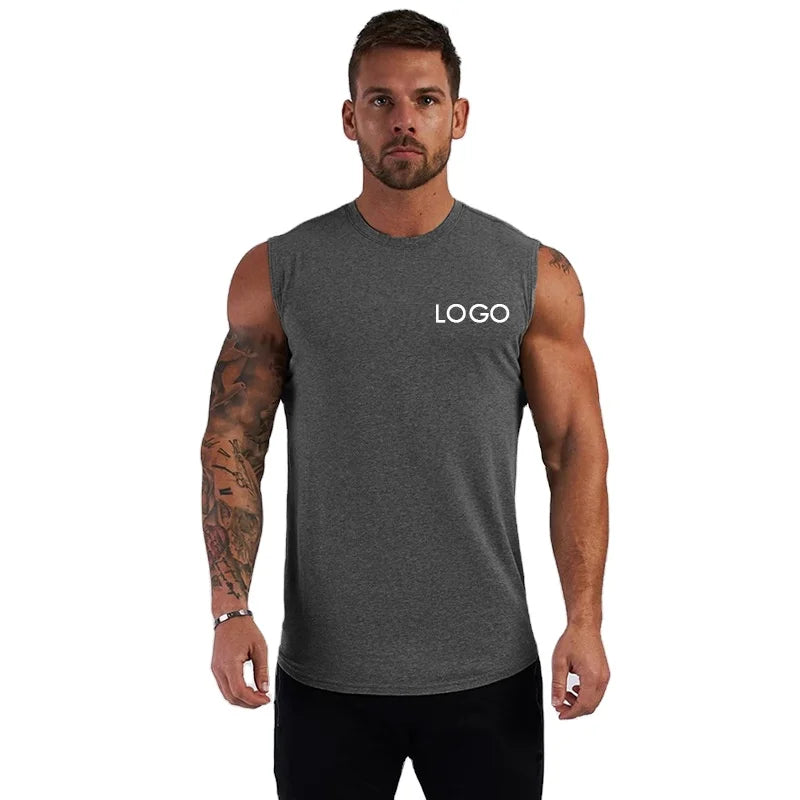 2024 Factory Summer Custom 95% Cotton Sleeveless T-shirt Men's Gym Singlet Fitness Rib Tank Top