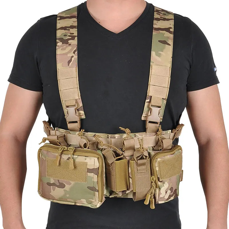 Man Tactic Vest with Black Oxford Chest Bag Waterproof Business Backpack for Men for Shooting and Sports