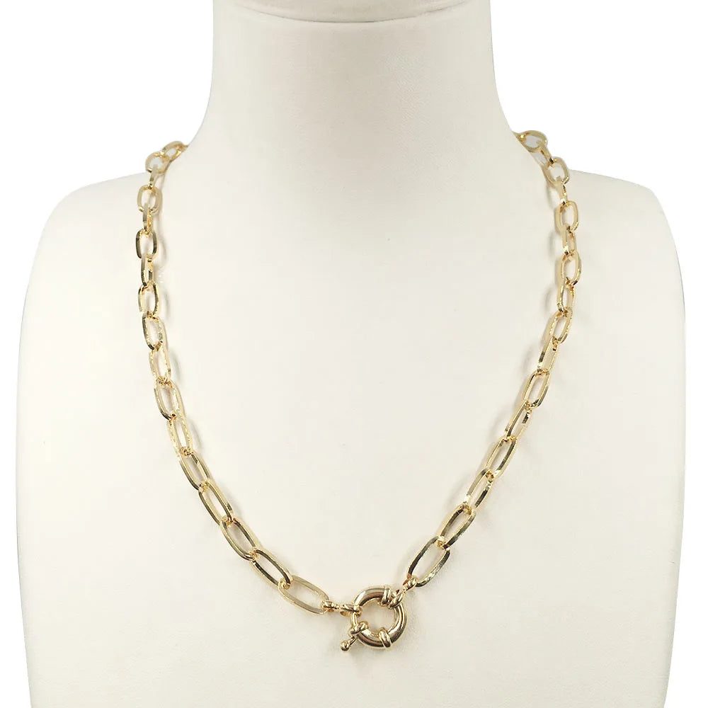Hiphop Big Stainless Steel With Real Gold Plated Chains Necklaces Wedding Zircon Geometric Giftkeep Long Time