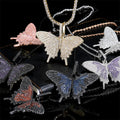 Hot Sale Brass Iced Out Gold Plated Zircon Butterfly Pendant Necklace Trendy Wedding Party Wholesale