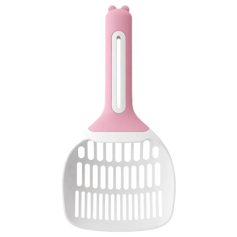 Large Long Handle Eco-Friendly Safe PP Cat Litter Scooper Set with Holder 200ml Capacity Easy to Clean
