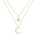 HanYu 5A Cubic Zirconia Moon and Star Necklaces S925 Sterling Silver Fashion Necklace Jewelry for Gift