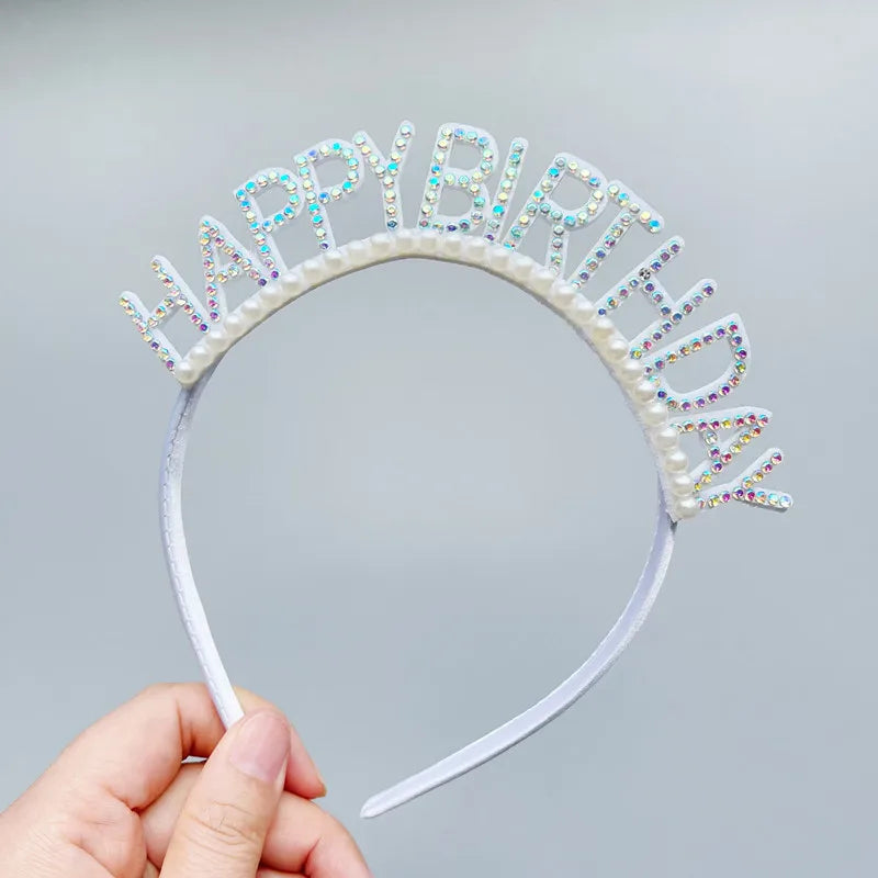 Birthday Plastic Resin Lightweight Headband Hat Happy Shiny Letters Customized Color Wedding Party Hot Selling Decoration