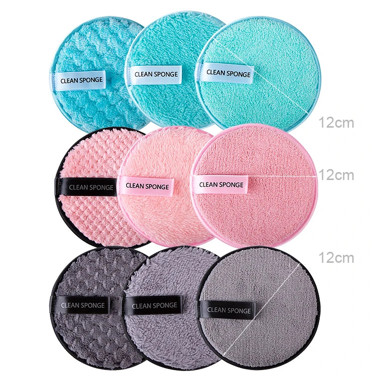 Customized Round Square Colourful Face Pink Microfiber Makeup Remover Pads Washable With Laundry Bag