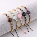 New Design Natural Stone Clover Bracelet Stainless Steel Bead Four Leaf Adjustable Bracelets for Women JBS12637