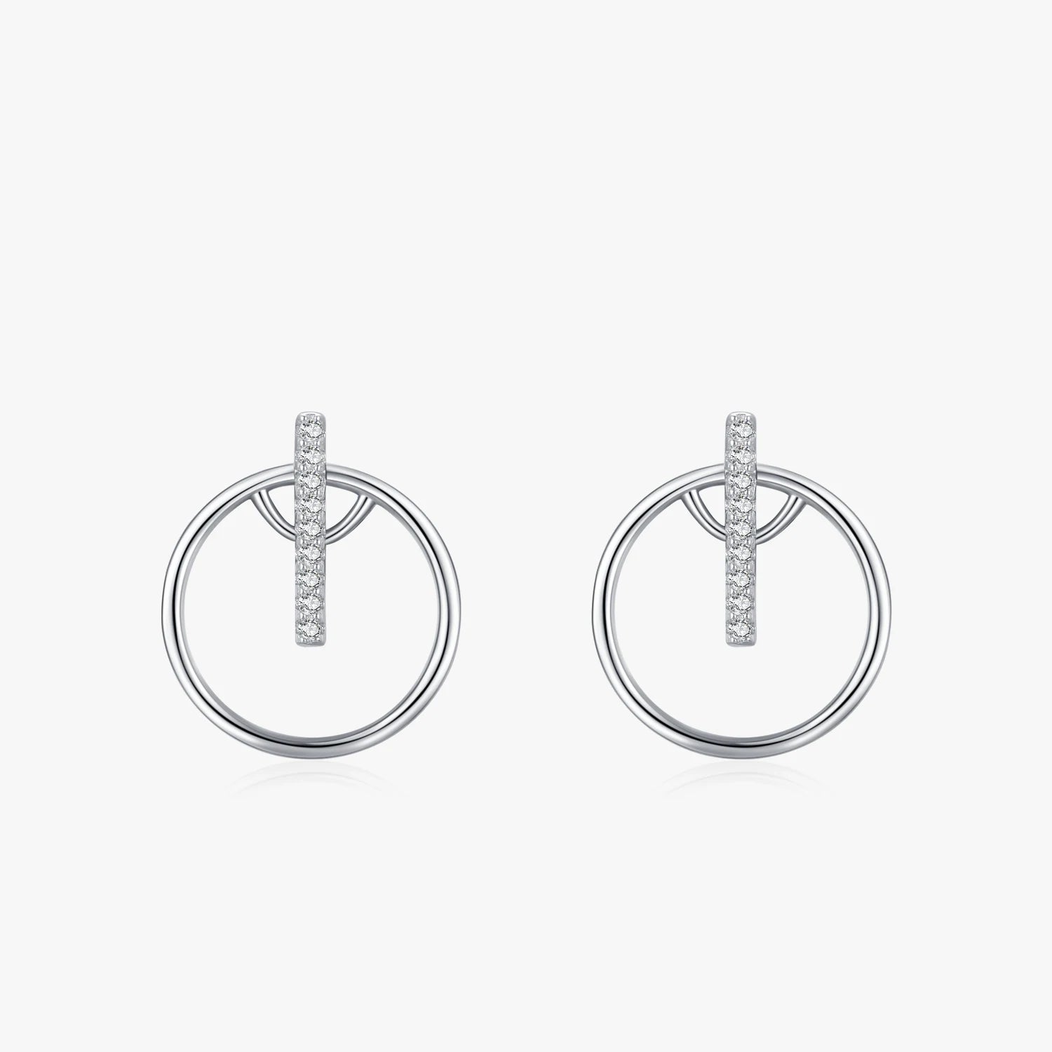 Ailmay Authentic 925 Sterling Silver Charm Elegant Circle Clear Zircon Stud Earrings for Women Fashion Wedding Statement Jewelry