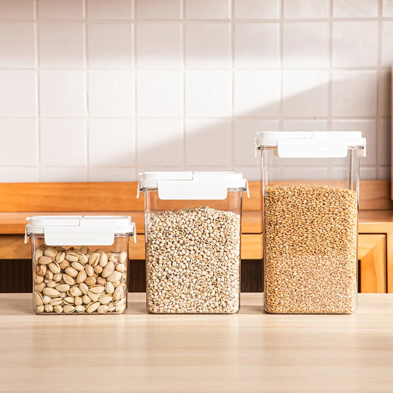 Luxury Big Plastic Storage Jar for Dry Food Freezer Safe Eco-Friendly Airtight Kitchen Storage Lid Dispenser for Presents