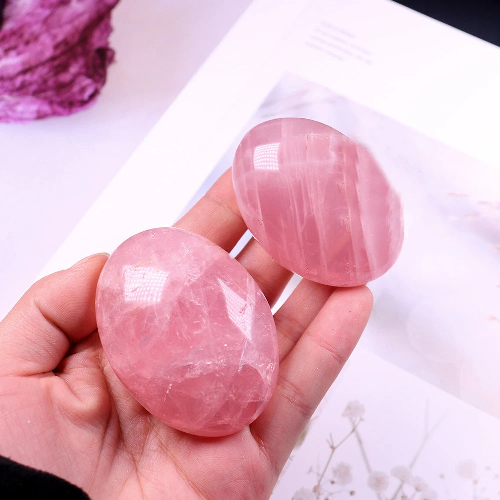 Natural Rose Quartz Irregular Polished Palm Stone Healing Tumbled Worry Pocket Crystal Stone