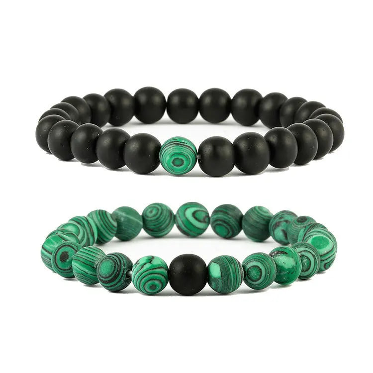 Hot Sale 8mm Frosted Malachite Beaded Bracelet Natural Stone Ball Shape for Couples for Gift Anniversary Party