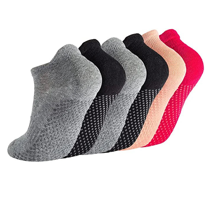 Unisex Thick Non-Slip Grip Cotton Yoga Ankle Socks for Men Women Youth & Children-Autumn Season