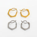 Fenny 18K Gold-plated Wholesale Non Tarnish Geometric New Hexagon Spiral Hoop Stainless Steel Earring for Women