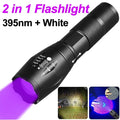 Dual UV Flashlights 2-in-1 Purple White Zoomable Torch T6 LED Light Source Aluminum Alloy USB Rechargeable Camping IP44 Rated MegaBDM
