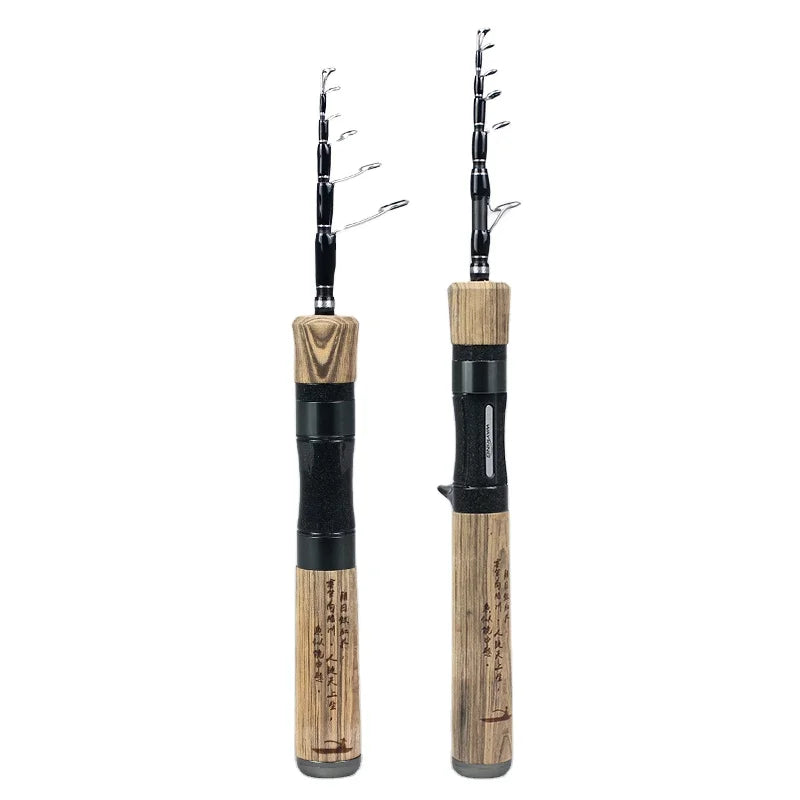 NewBility Portable Mini Telescopic Carbon Fiber Rod Fuji O Guide 1.5m 1.68m 1.8m UL F Action Casting Spinning Fishing Rod