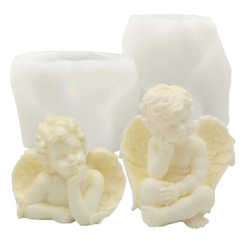 B-5073-3 Cherub Angel Mousse Resin Cake Silicone Plaster Soap Candle Mold Aromatherapy for 3D Mould