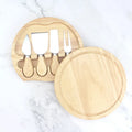 Advanced Round Rubber Wood 4-piece Perfect for Home and Birthday Gift Cake Cheese Board Set