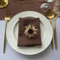 Modern Square Brown Cotton Linen Napkins Set Handmade Printed Decor for Home or Airplane Table