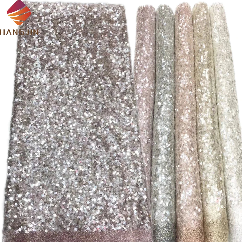High Quality African Sequin Lace Fabric Luxury 3D Embroidery French Mesh Lace With Sequins for Fashion Show Party