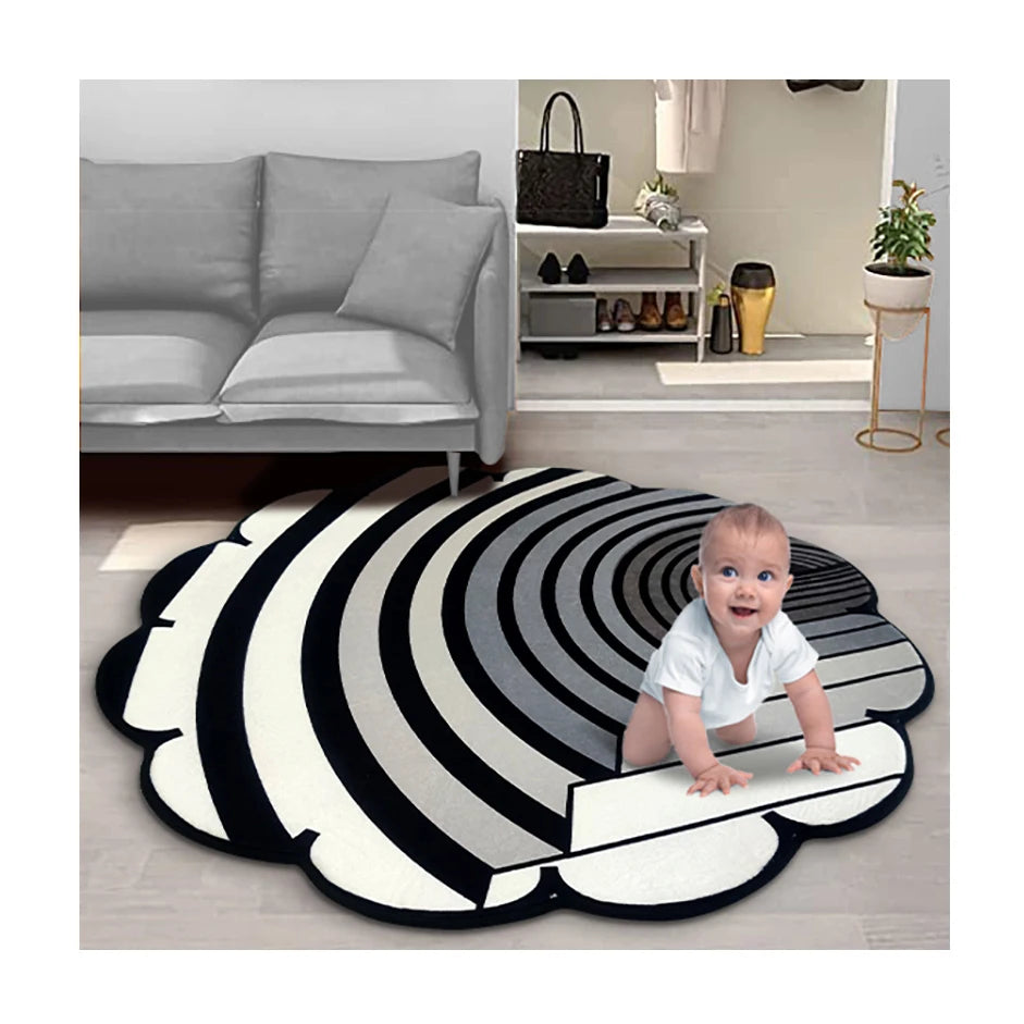3D Living Room Decor Rug Vortex Illusion Carpet Entrance Door Mat Abstract Geometric Optical Rug for Living Room