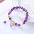 New Natural Amethyst Bracelet Ethnic Style Good Luck Money Bag Pendant Crystal Bead Bracelet