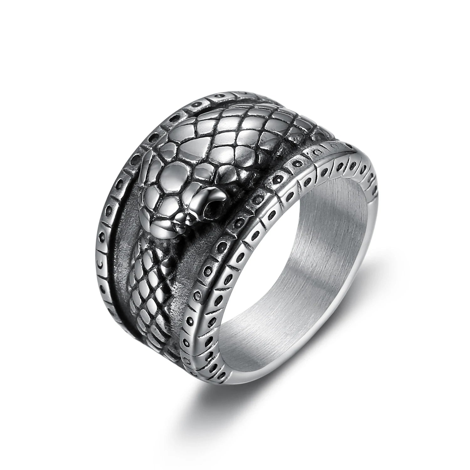 316 Stainless Steel Snake Ring Fashion Viking Ouroboros Men's Mamba Cobra Snake Hip Hop Gothic Punk Ring