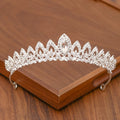 Luxury Princess Queen Pageant Clear Flower Headband for Bridal Crystal Tiara Crown Wedding Hair Accessory