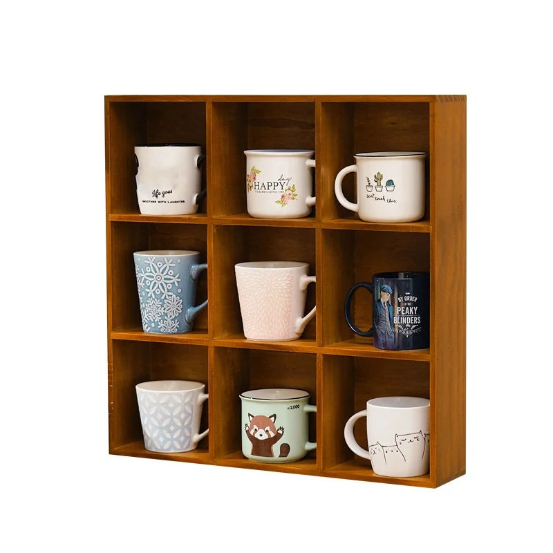 Wood Wall Mounted Coffee Mug Rack Holder Wood Stand Tea Cup Organizer Display Storage Shelf Organizer Storage Shelf for Kitchen