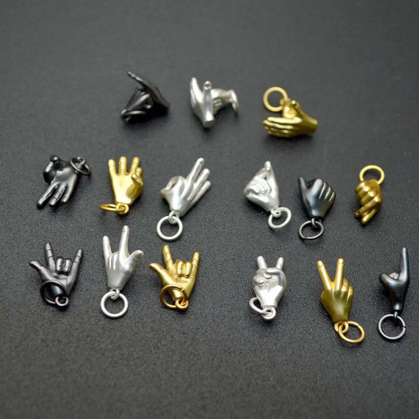 Charming Diverse Vivid Gestures Pendants Gold and Silver Plating Hand Pendants Small Gesture Charms