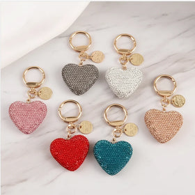 Valentine's Day Love Gift Crystal Keychain Shiny Diamond Bulk Crystal Rhinestone Love Heart Pendant Key Chain