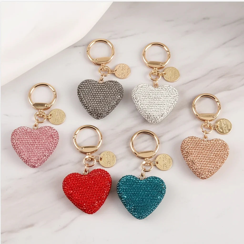 Valentine's Day Love Gift Crystal Keychain Shiny Diamond Bulk Crystal Rhinestone Love Heart Pendant Key Chain