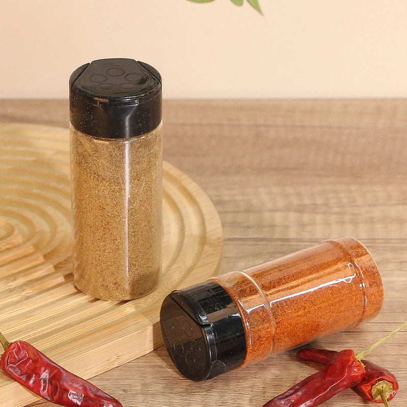 Custom OEM ODM Clear Empty Condiment Shaker Spice Packaging Bottle Plastic Seasoning Containers With Spice Jar Lid 110ml 120ml