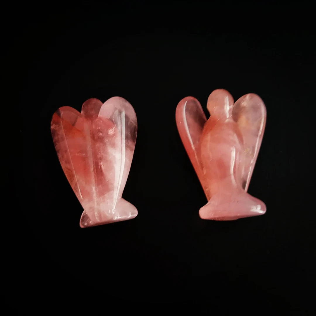 Huiying Actural Rose Quartz Small 2 Inch Angel Carved Animal Angel for Decoration Crafts
