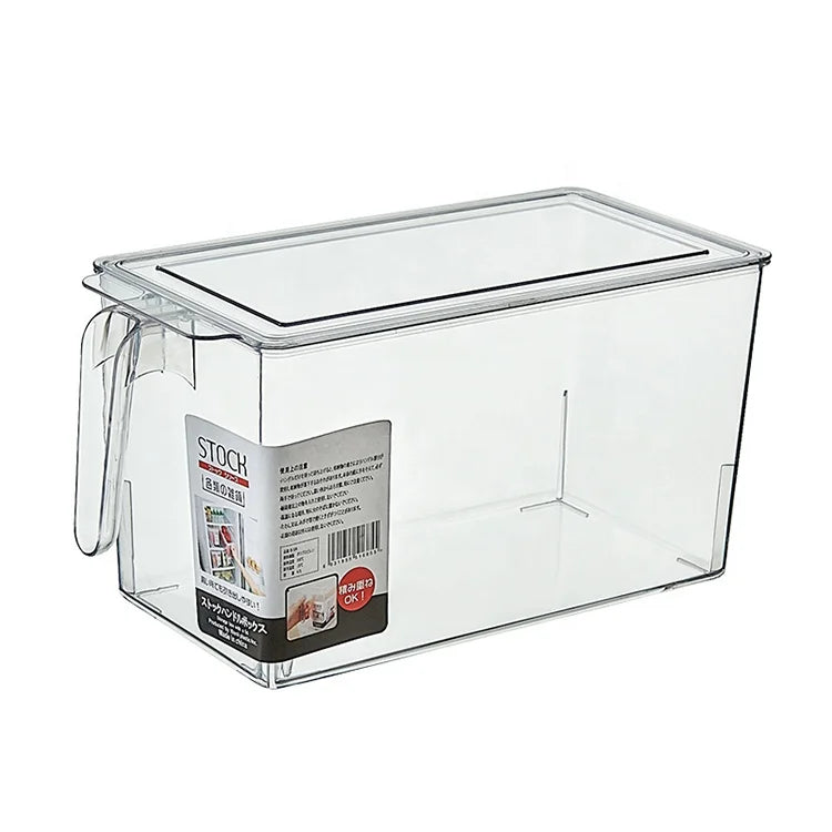 Japanese Refrigerator Storage Box Drawer Kitchen Food Storage Box Seal Handle PET Plastic Opp Bag Multifunction CLASSIC Square