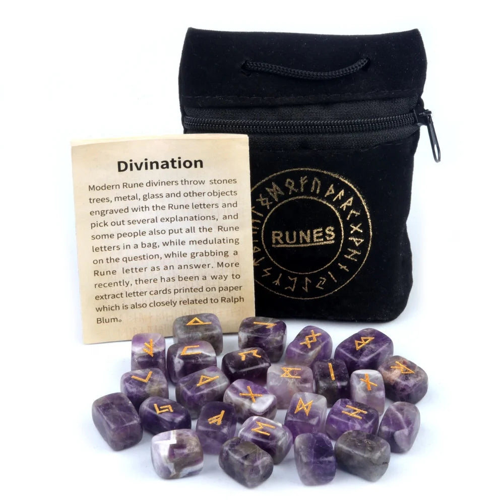 Wholesale Engraved Stone Gemstone Agate Rune Stone Runes Healing Set With Pocket Crystal Rune Sets MegaBDM