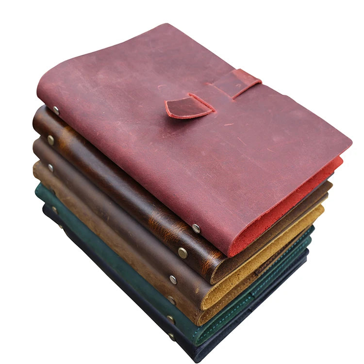 Vintage Handmade Creative Genuine Leather A5 Address Book with 6-Ring Binder Stamping Logo-Gift for Promotions Events Weddings