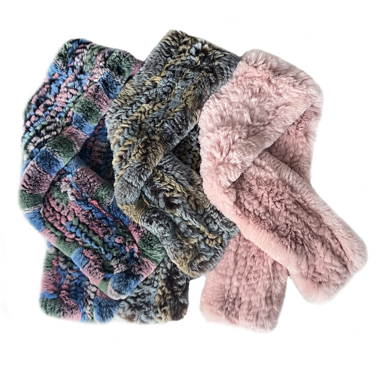Sample Support Modern Style Affordable Price Rex Rabbit Fur Scarf for Women Fluffy Soft Knitted Scarf